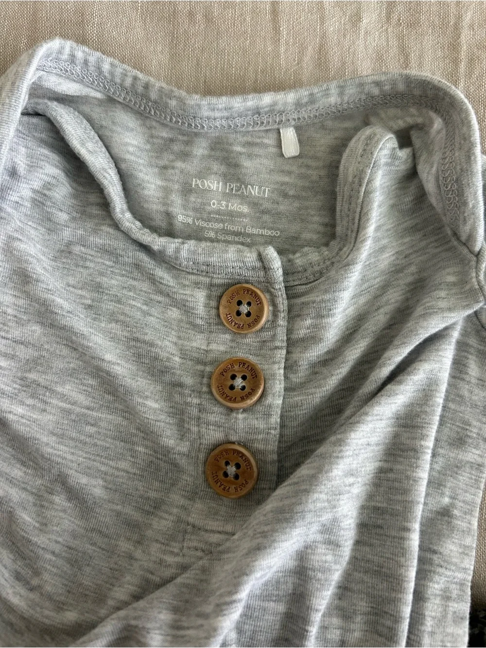 Posh Peanut Light Gray Knotted Gown with Wooden Buttons